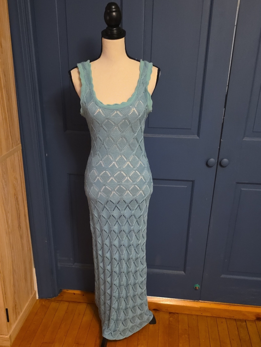 NWOT Zara Seafoam Knit Maxi Dress Sleeveless Scoop Neck Sz Medium